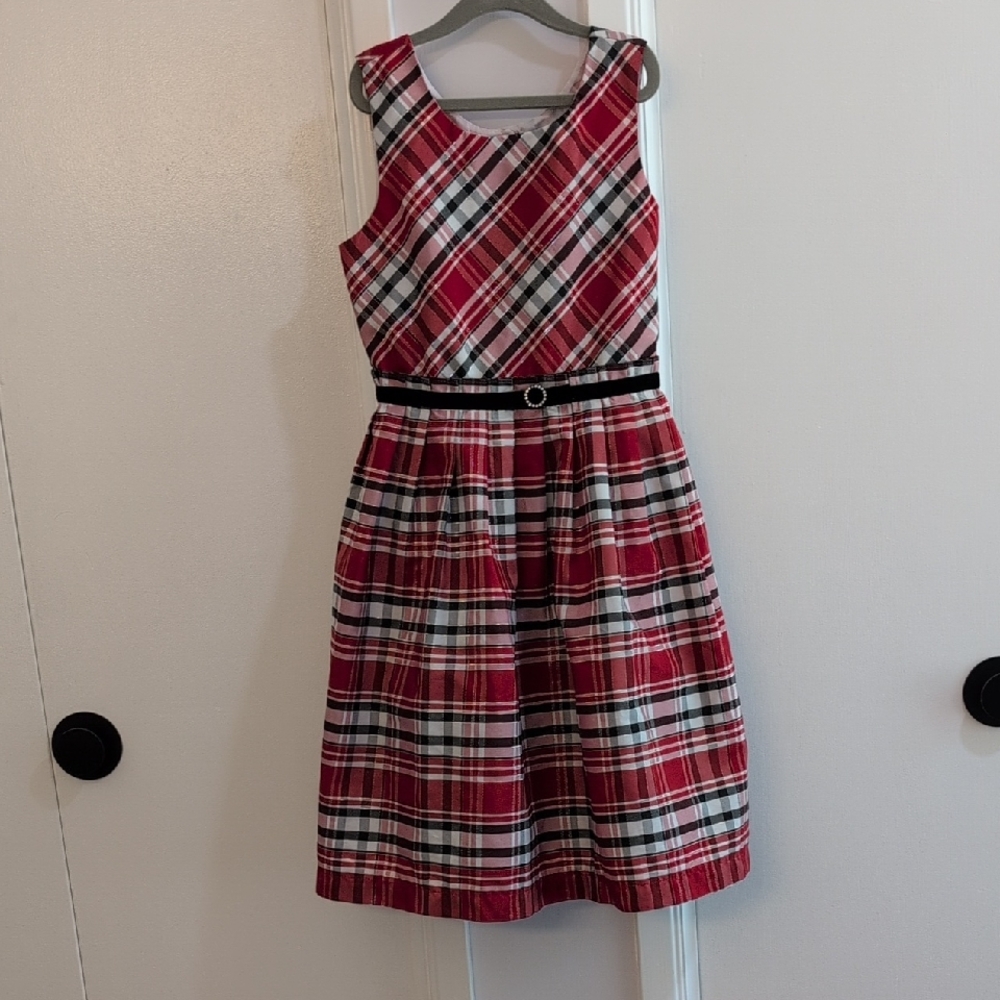 Girls Jona Michelle Red and Black Plaid Dress Size 10